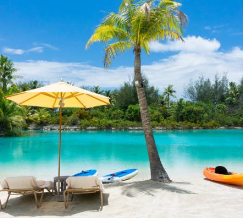 Relaxing at the beach at a tropical resort